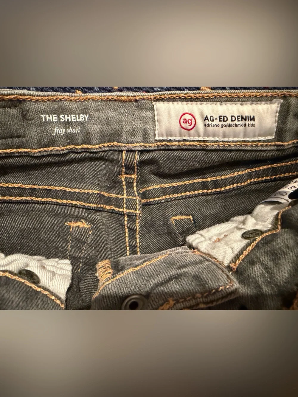 Ag Adriano Goldschmied Kids Light Gray Distressed Denim Shorts